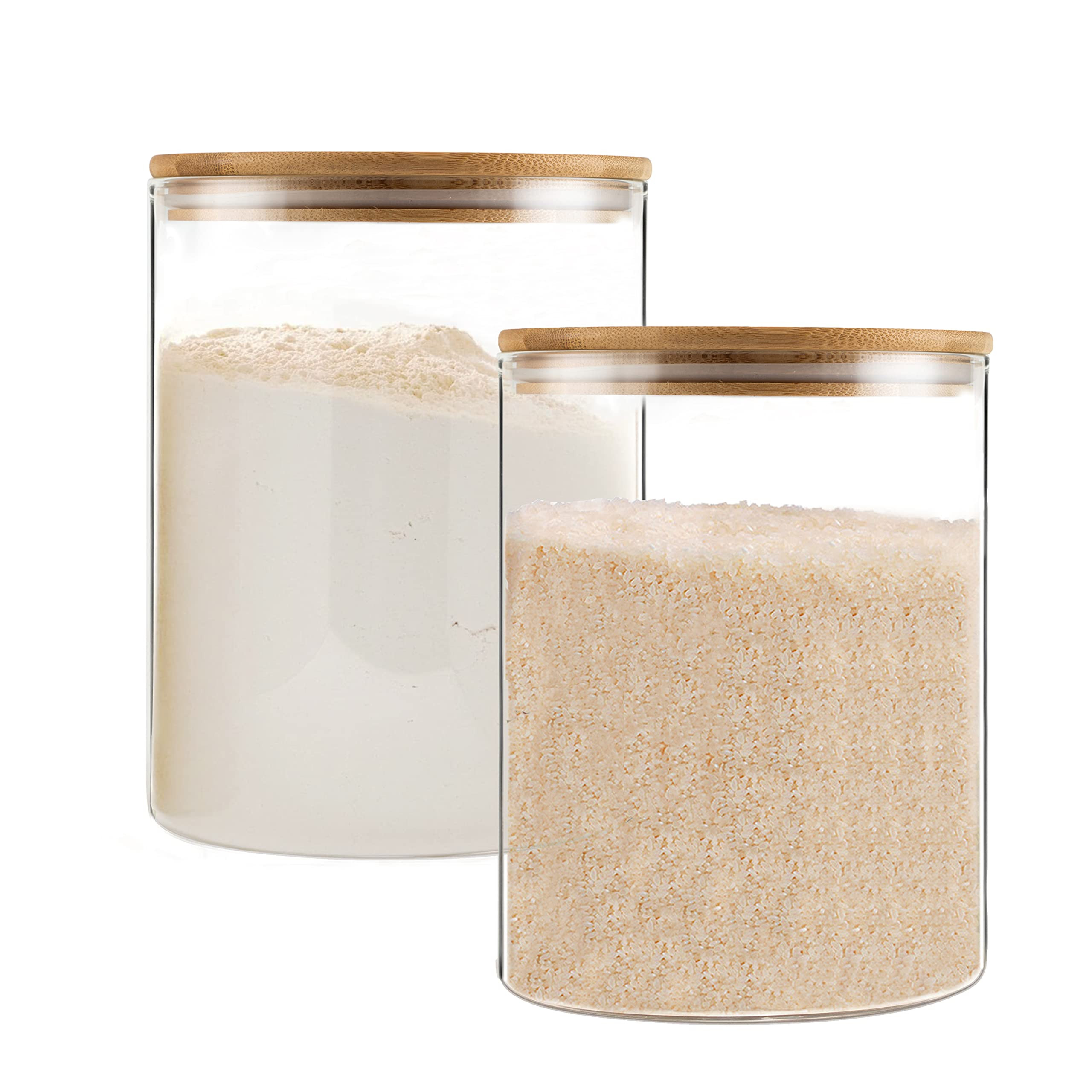Glass Storage Jars,2 PACK -108oz/3200ml Clear Glass Food Storage Containers with Airtight Bamboo ... | Amazon (US)