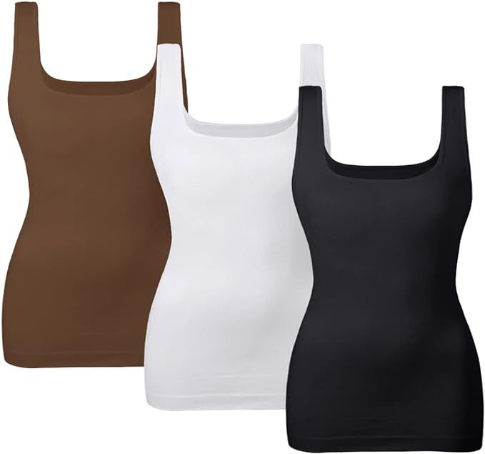 EUYZOU Women's Tummy Control Shapewear Tank Tops Seamless Square Neck Compression Tops Slimming B... | Amazon (US)