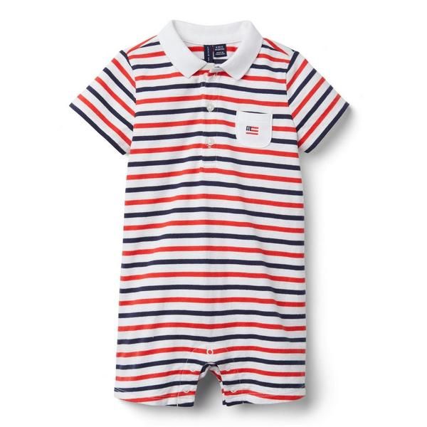 Baby Striped Polo Romper | Janie and Jack