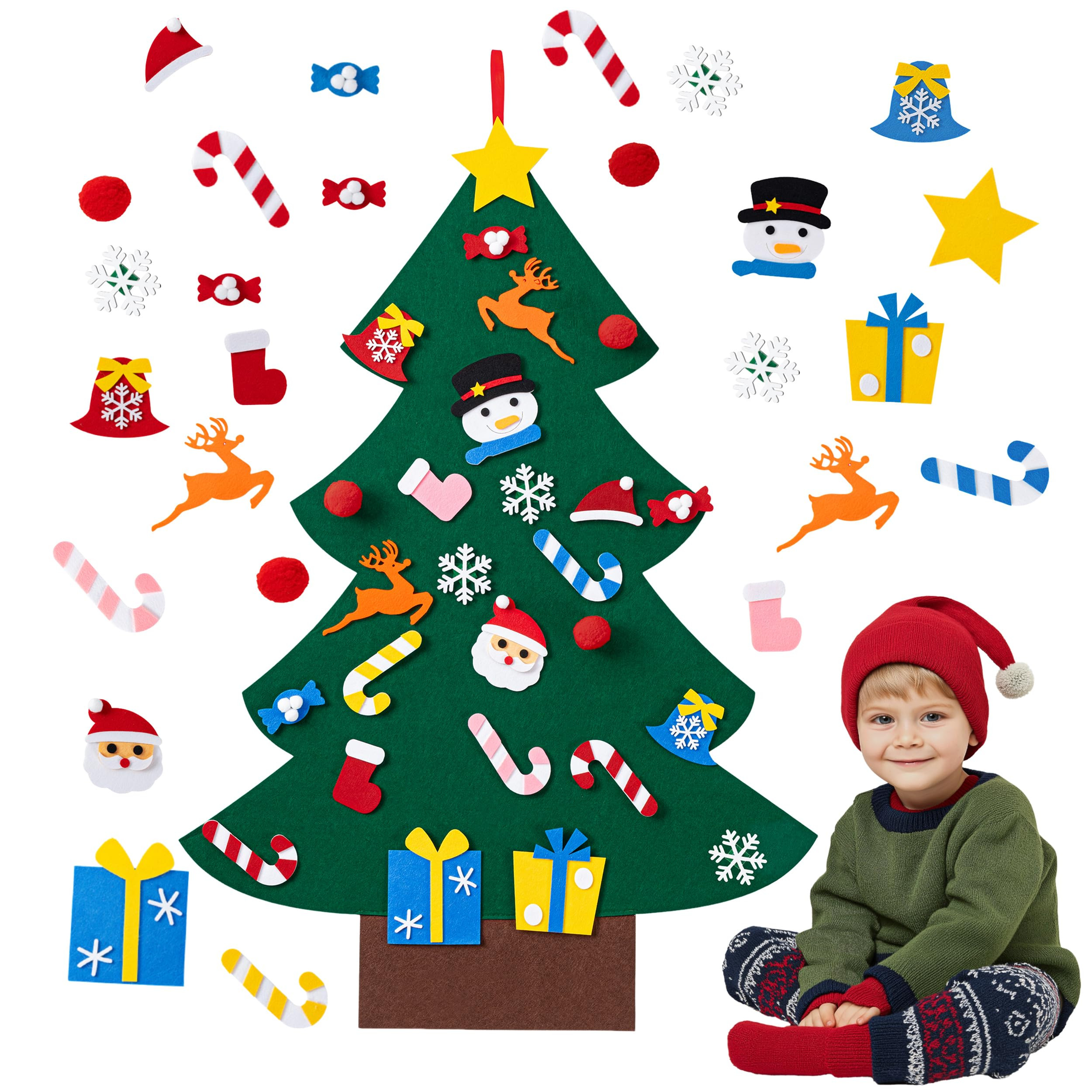 HBlife Felt Christmas Tree 3ft DIY Christmas Decorations Clearance with 26 PCS Ornaments Wall Dec... | Amazon (US)