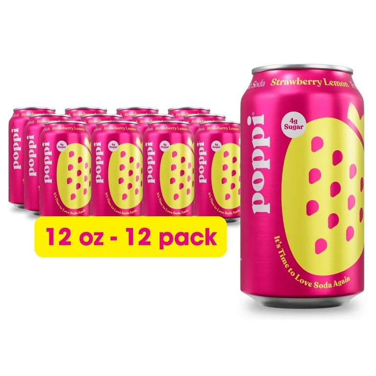 Poppi Prebiotic Soda, Strawberry Lemon, 12 Pack, 12 oz | Walmart (US)