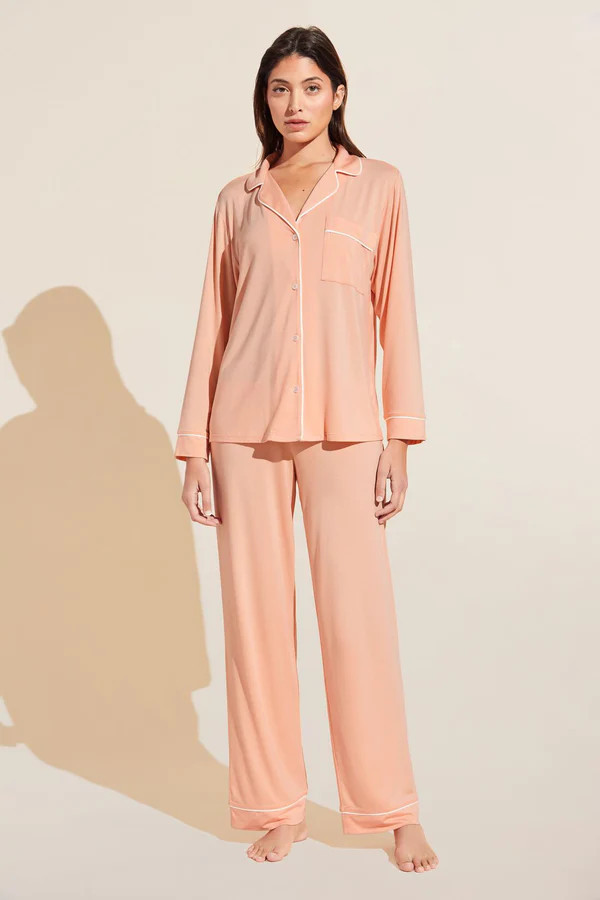 Gisele TENCEL™ Modal Long PJ Set - Peach Parfait/Ivory | Eberjey