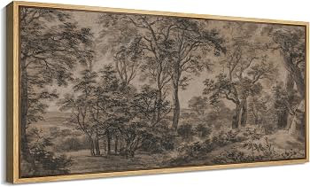 SIGNFORD Extra Large Framed Canvas Print Wall Art Vintage Forest Landscape in Sepia Tones Illustr... | Amazon (US)