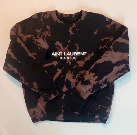 Ain’t Laurent Sweatshirt | Reverse Tie Dye Sweater | Tie Dye Crewneck | Black Tie Dye Sweater |... | Etsy (US)