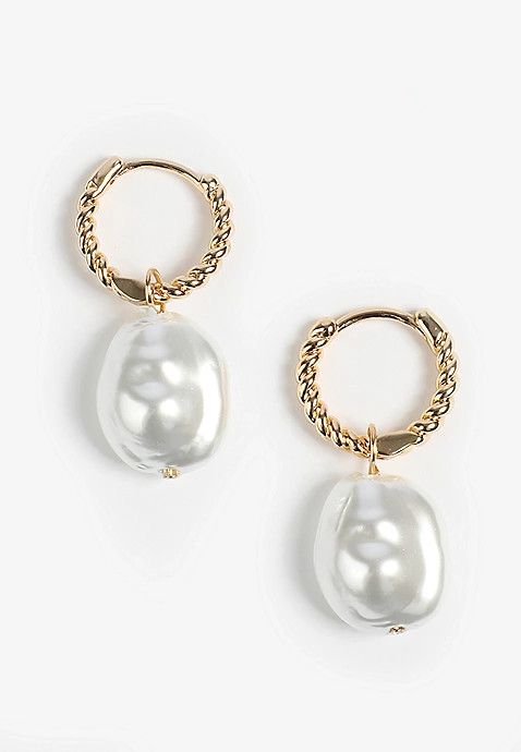 Getaway Pearl Hoop Earrings | Maurices