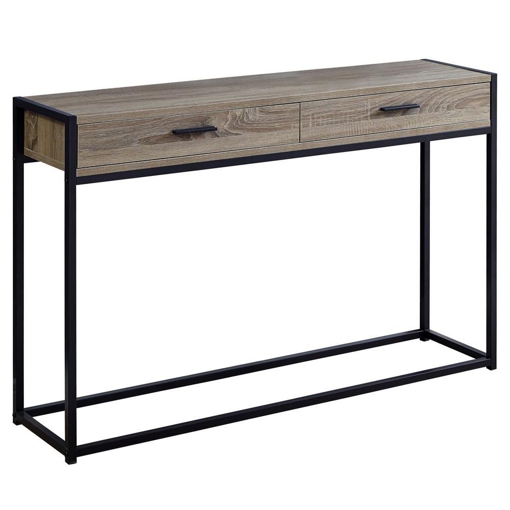 MONARCH SPECIALTIES 48 in. Dark Taupe Standard Rectangle Composite Console Table with Drawers | The Home Depot