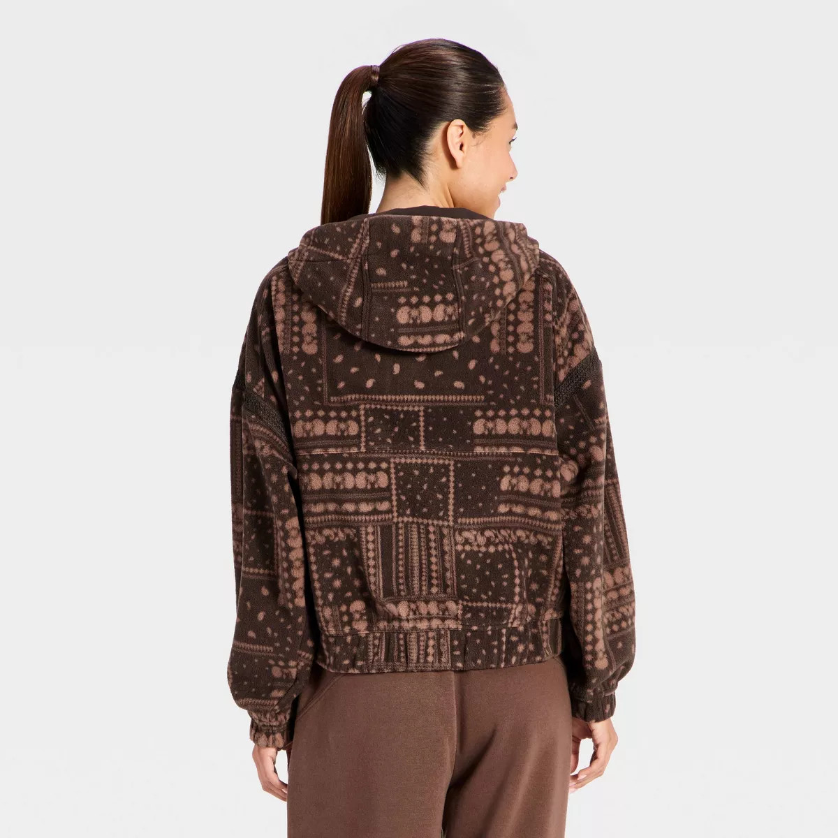 Women's High Pile Zip-Up Jacket - JoyLab\u2122 Brown Bandana XS | Target