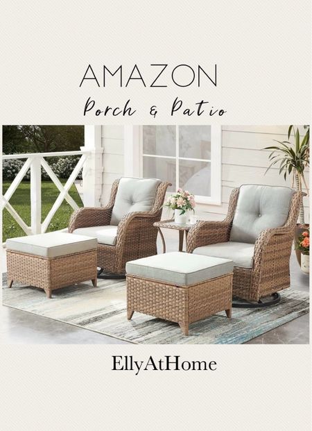 Amazon home porch and patio, backyard outdoor furniture seating. Neutral, coastal, modern traditional home style. Outdoor chairs and ottomans. Summer backyard  

#LTKHome #LTKSeasonal #LTKFamily