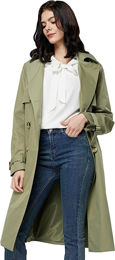 Orolay Women's 3/4 Length Double Breasted Trench Coat Lapel Jacket with Belt | Amazon (US)