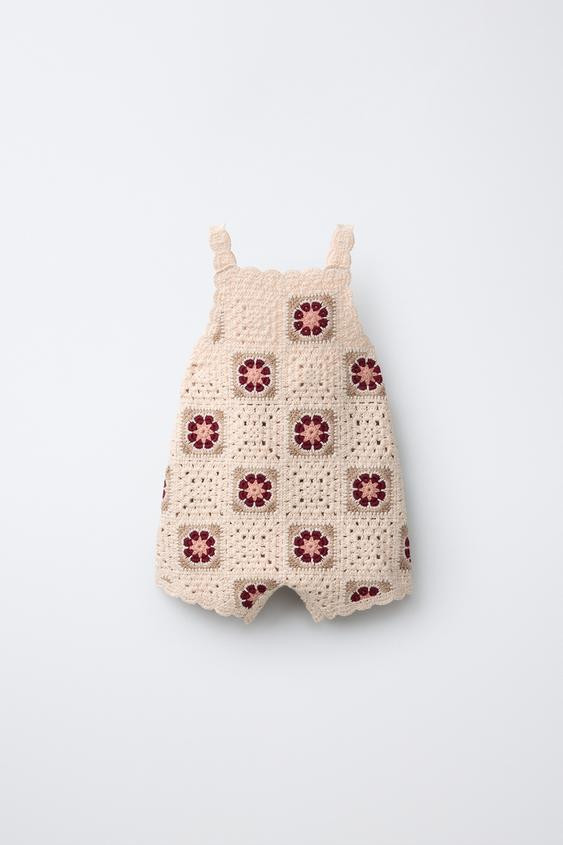 CROCHET FLOWER KNIT OVERALLS | Zara US