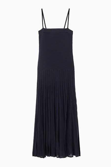 PLEATED KNITTED MAXI DRESS - GREEN - Dresses - COS | COS (US)