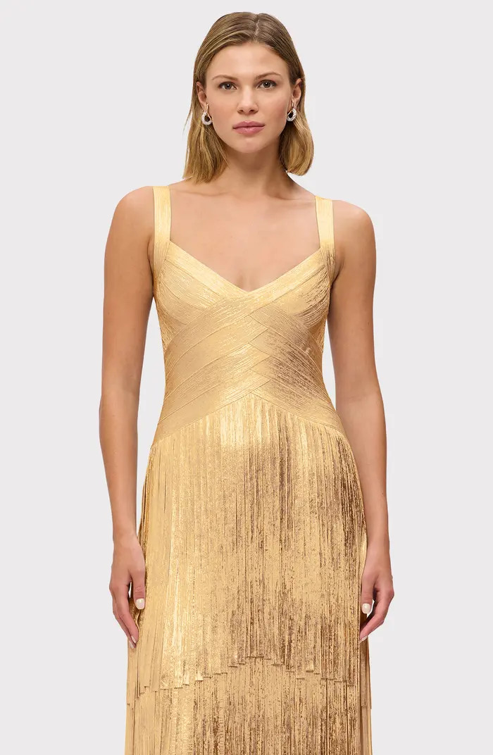 Herve Leger The Metallic Mischa Fringe Dress | Nordstromrack | Nordstrom Rack