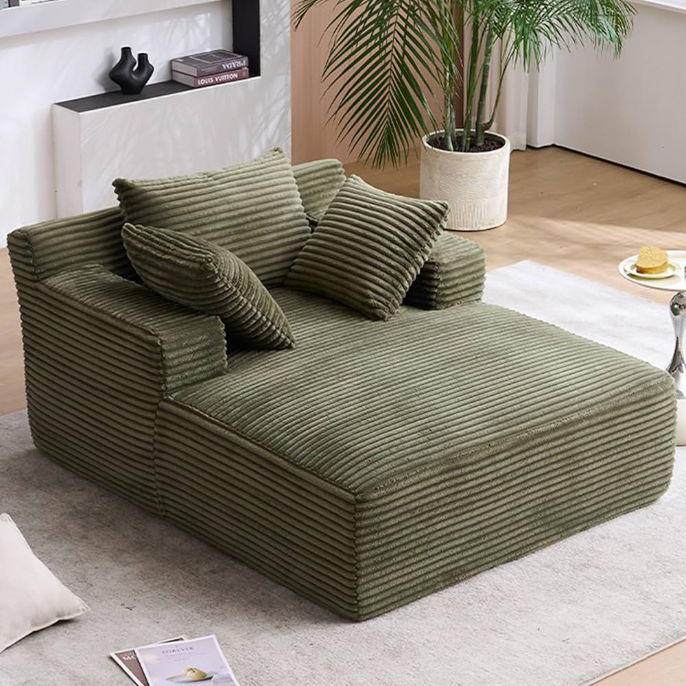 49" Chaise Lounge Indoor, Oversized Chaise Lounge Chair with 3 Comfy Pillows for Living Room Bedr... | Amazon (US)