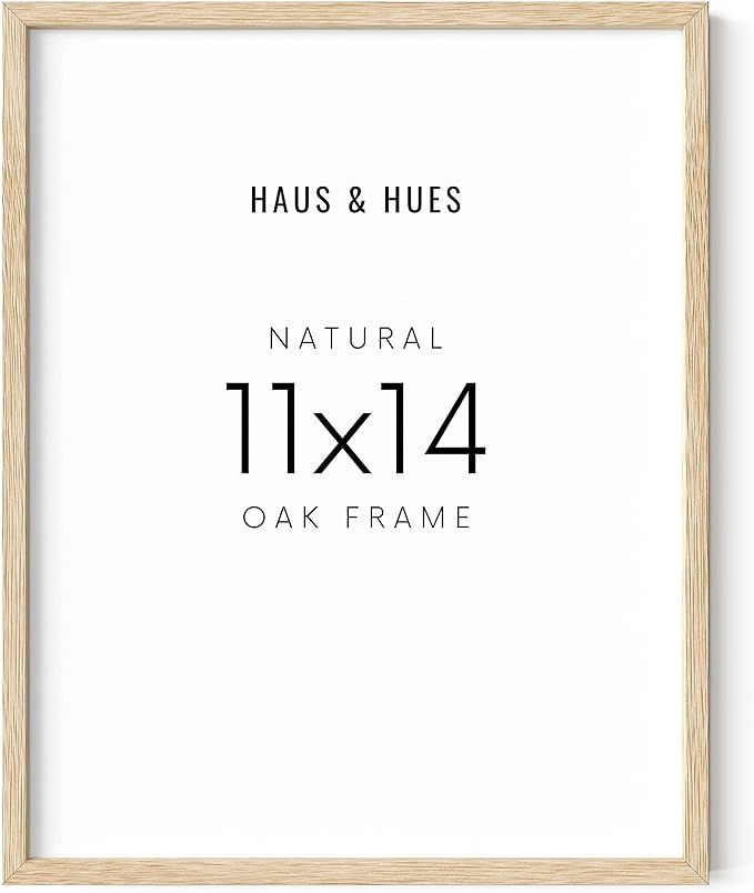 HAUS AND HUES Beige Oak Wood Picture Frame - 11x14, Natural Wood Frame, Poster Frame, Wall Mount,... | Amazon (US)