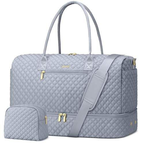 Travel Bag Weekender Bags for Women - Carry on Overnight Bag with Shoe Compartment Duffle Bag with Laptop Pocket Hospital Bag Grey | Amazon (US)