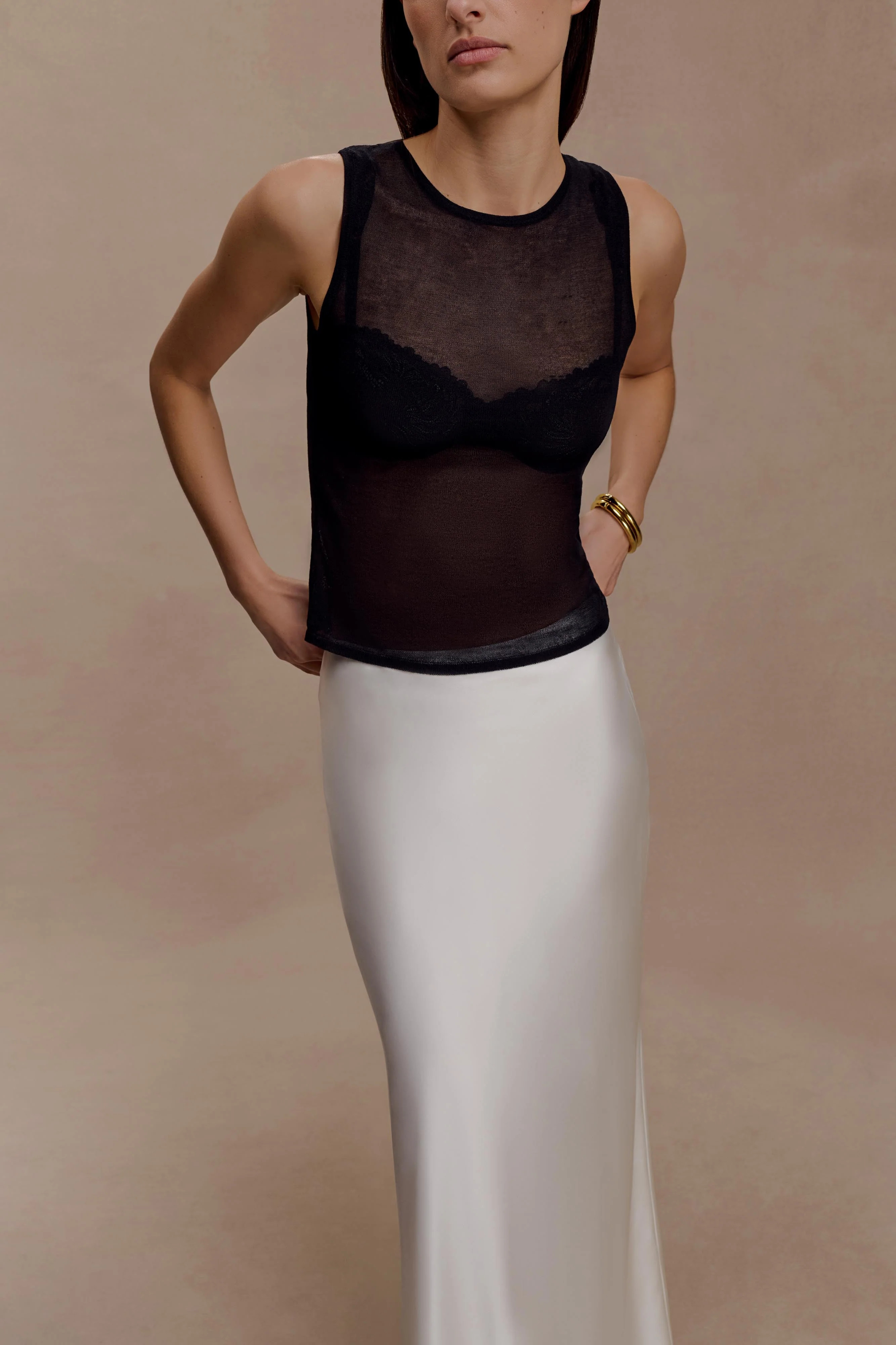 Sabrina Silk Blend Maxi Skirt - Ivory | Meshki (APAC)