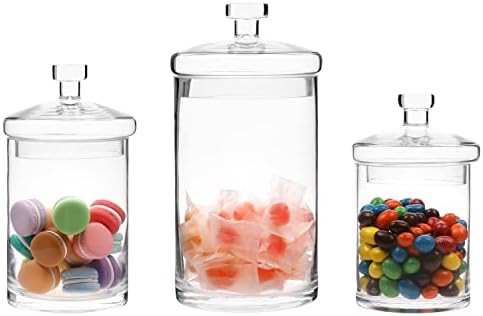 MyGift Glass Apothecary Jar Set with Clear Lid - Decorative Kitchen and Bath Storage Canisters, W... | Amazon (US)