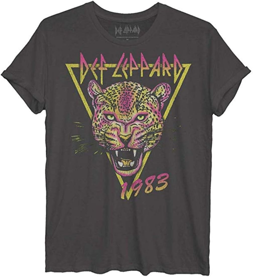 Womens Oversized Def Leppard Neon Cat Music Band Tee | Amazon (US)