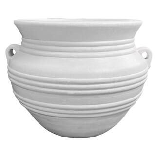 21 in. White Striped Smooth Handle Pot | The Home Depot
