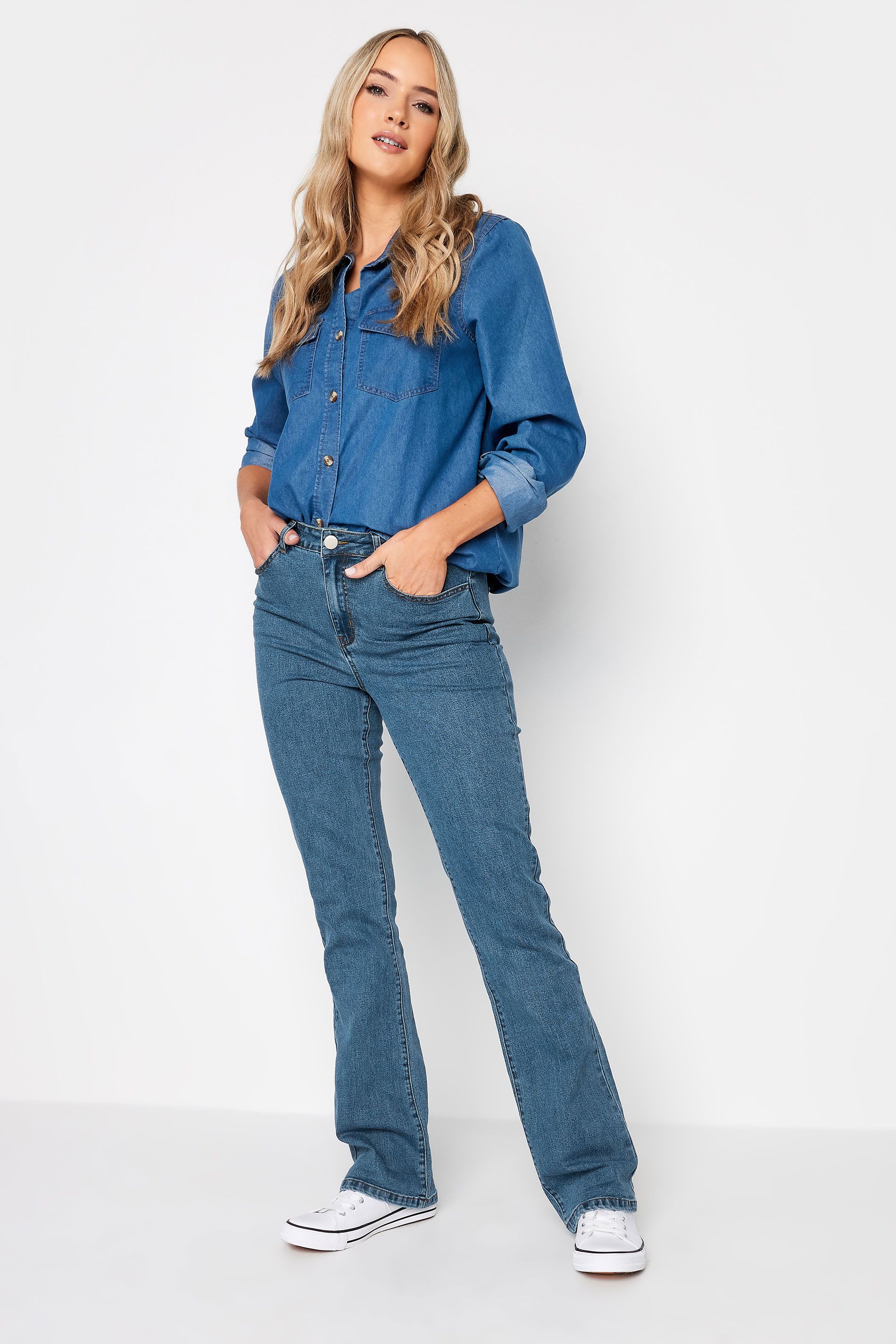 LTS Tall Blue Mid Wash RAE Stretch Bootcut Jeans | Long Tall Sally