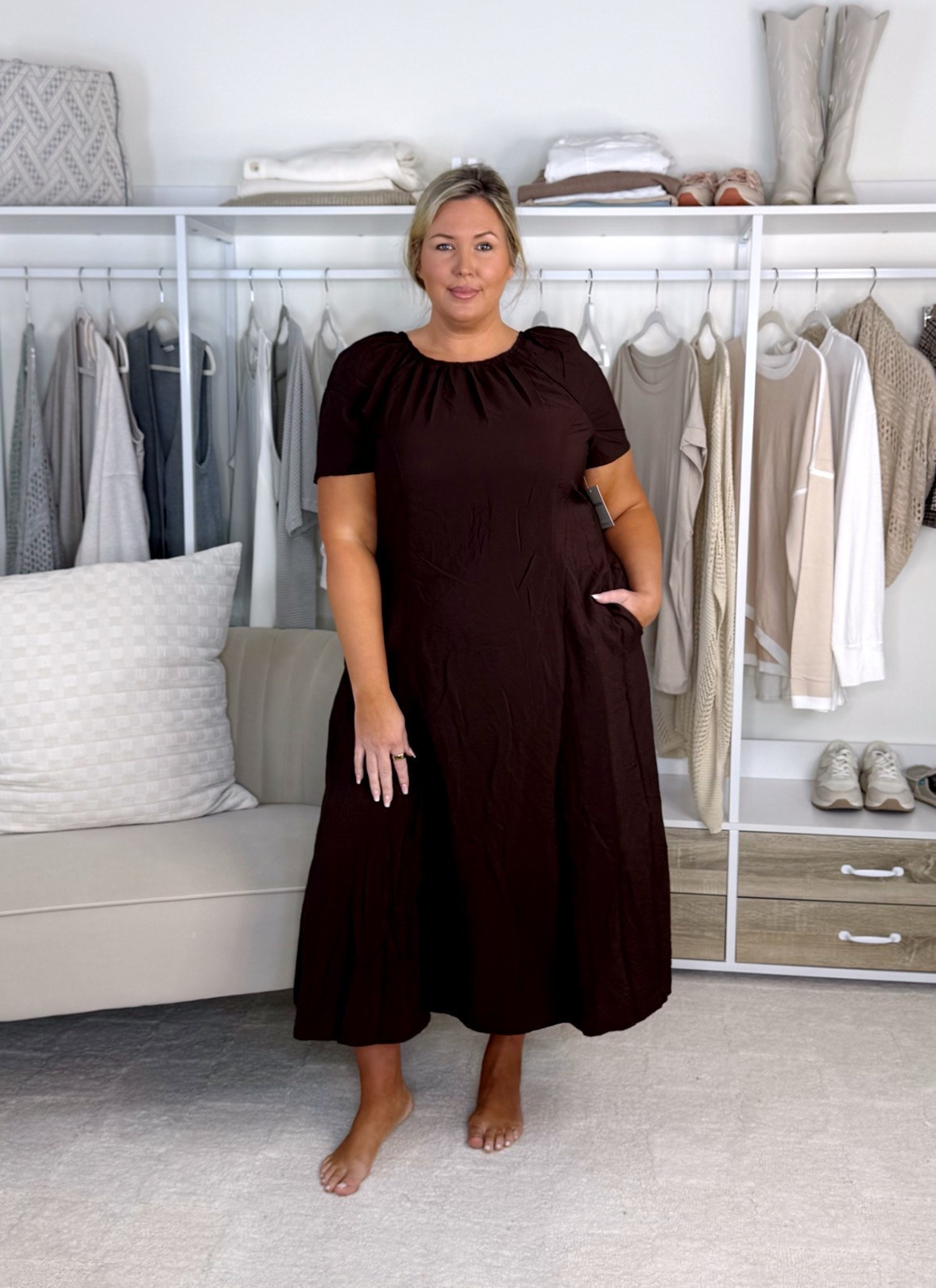 Nym Walmart haul! Wearing a size 20 in the jeans and they’re a bit tight, the black dress is a 2X, the brown long sleeve dress was an XXL, the brown maxi dress was an XXL and the brown button up was an XXL but would size up. Plus size, outfit inspo, fall fashion, apron belly, mom life

#LTKMidsize #LTKPlusSize #LTKSeasonal