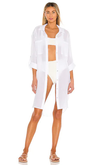 Crinkle Twill Beach Tunic | White Beach Shirt | White Shirt Dress | Sheer Shirt Spring Summer Shirts | Revolve Clothing (Global)