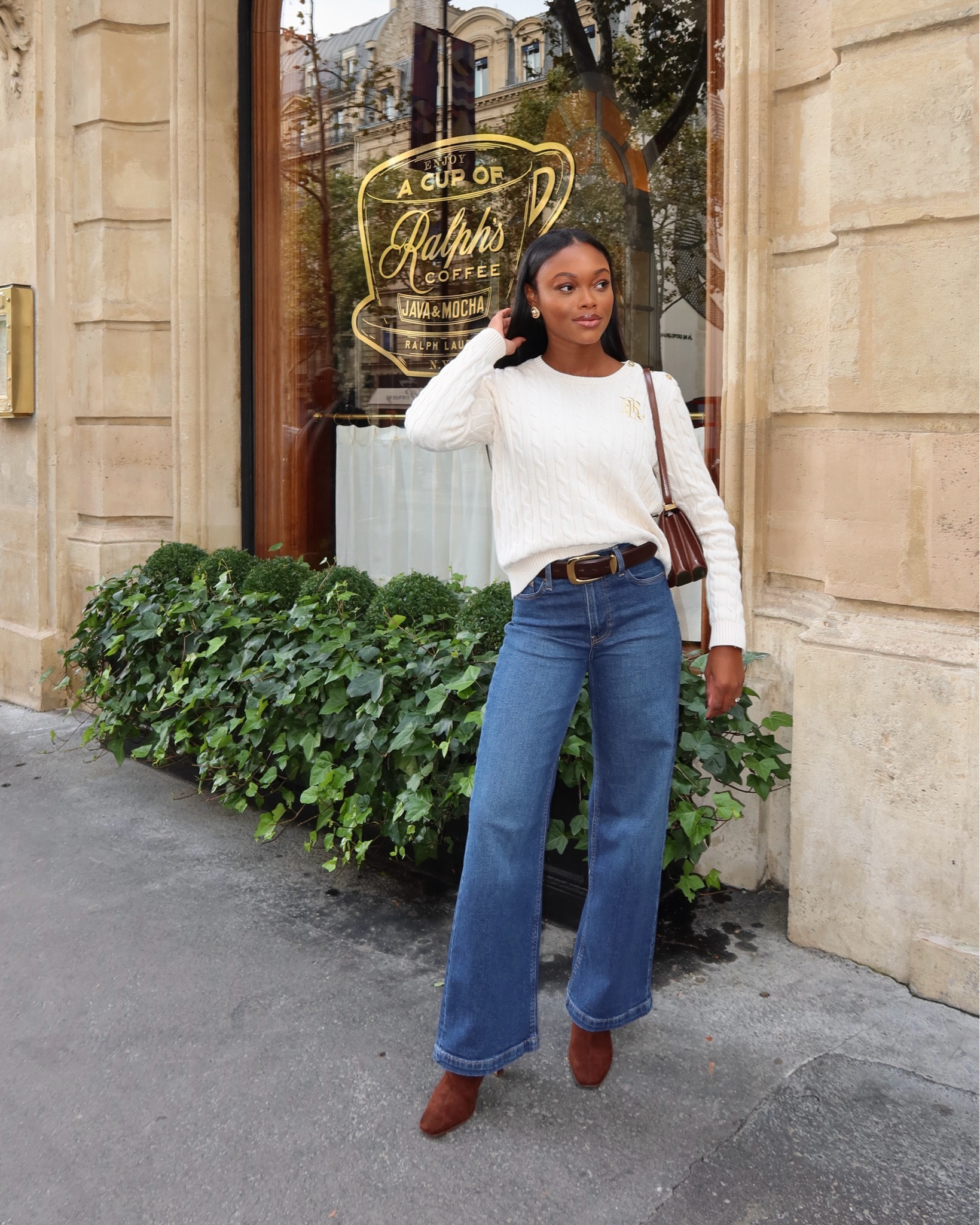 Fall outfit inspiration — jeans fit true to size! 

Suede booties, brown booties, fall outfit, Paris outfits, Ralph lauren sweater, brown and gold belt, neutral style

#LTKShoeCrush #LTKSeasonal #LTKItBag