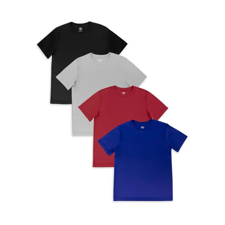 Athletic Works Boys' Active Solid Short Sleeve T-shirt, 4PK Bundle, Sizes 4-18 & Husky - Walmart.... | Walmart (US)