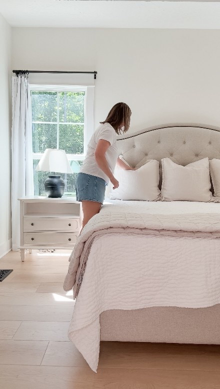 My Bedroom Bedding Refresh: How I Style Our Bed For A Warm Spring and Hot Summer

Bamboo sheets set, cotton quilt, euro shams, decorative pillows, nightstands, lamps, tufted bed

#LTKHome