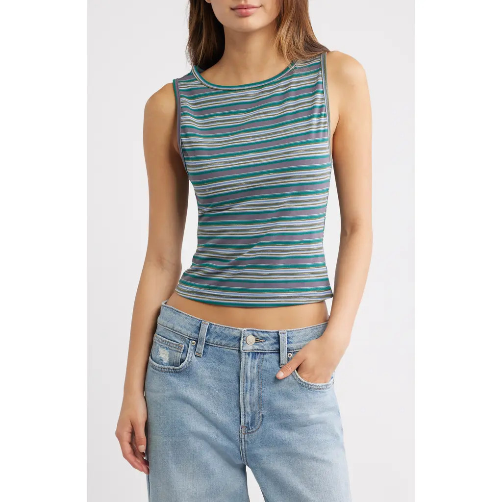 PacSun Faith Striped Tank in Green Stripe at Nordstrom, Size X-Large | Nordstrom