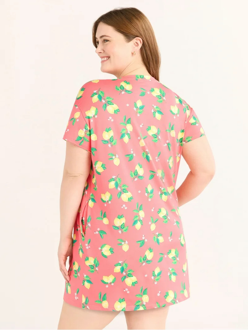 Joyspun Women's Sleepshirt with Short Sleeves, Sizes S/M to 2X/3X | Walmart (US)