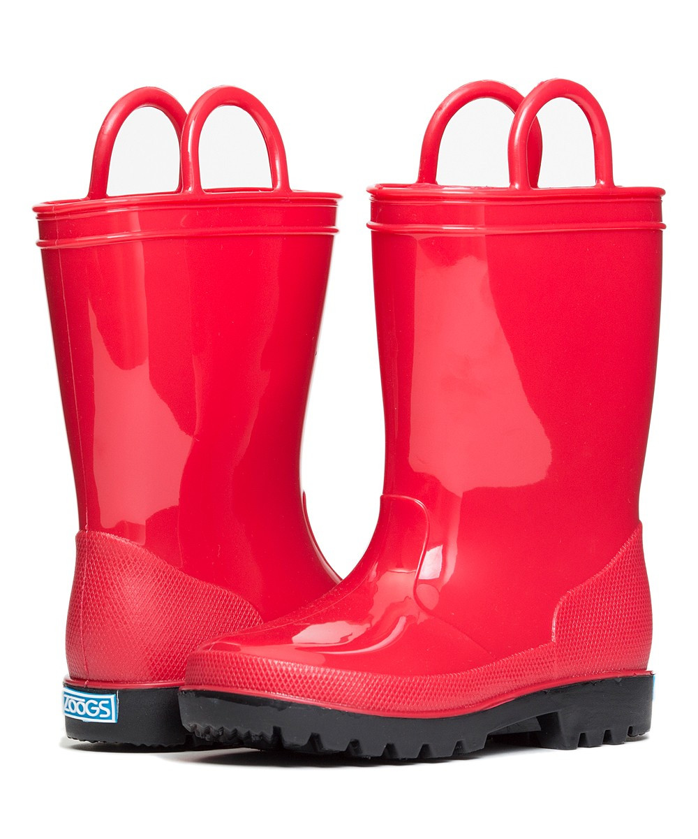ZOOGS Rain boots Red - Red High-Gloss Rain Boot - Kids | Zulily