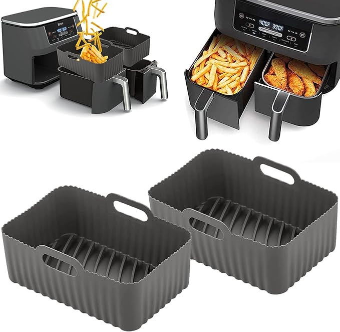Air Fryer Silicone Pot for Ninjas Dual Air Fryer, 2PCS Non Stick Air Fryer Silicone Basket Reusab... | Amazon (CA)
