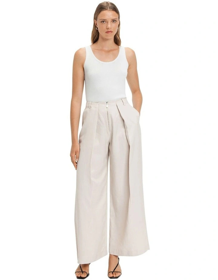 Zip Front Wide Leg Pant in Stone | Myer