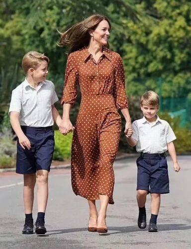 Princess Kate Middleton Designer Elegant Casual Pleated Dot Print A-Line Dress  | eBay | eBay US