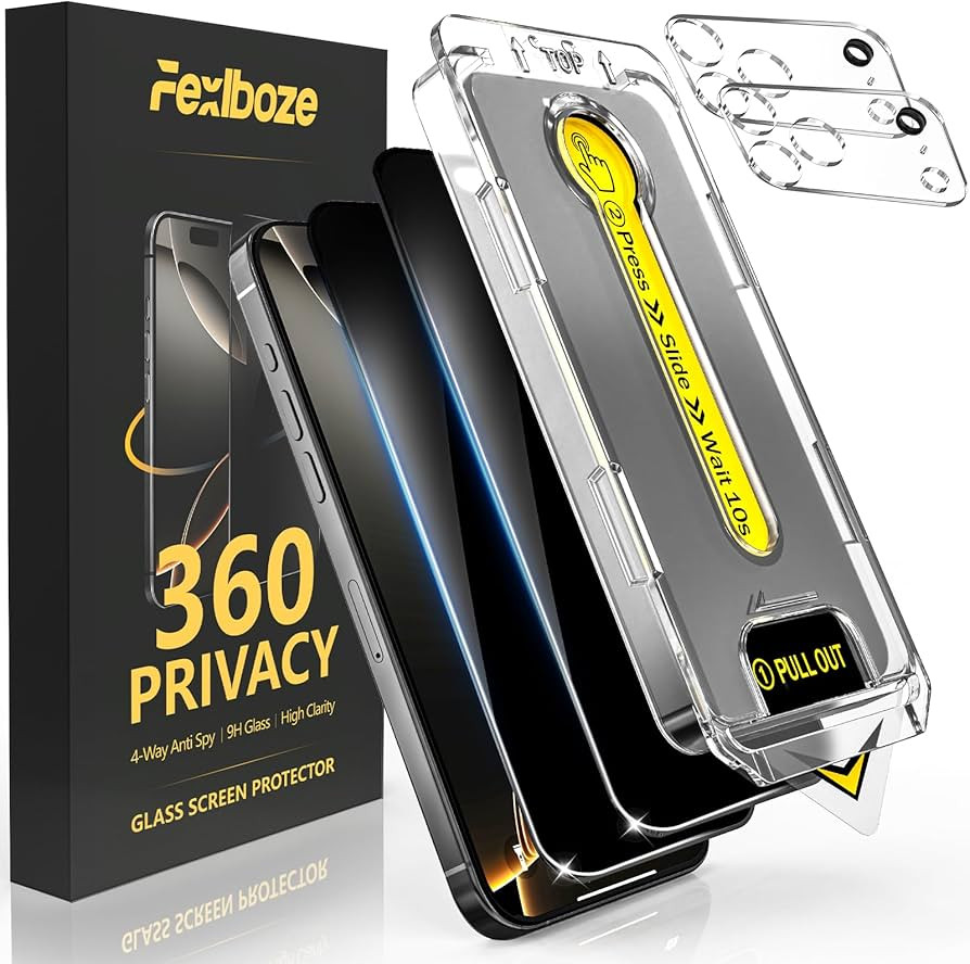 [2+2 Pack 360 Degree Privacy Screen Protector for iPhone 17 Pro – [360° 4-Way Anti-Spy] [Auto ... | Amazon (US)
