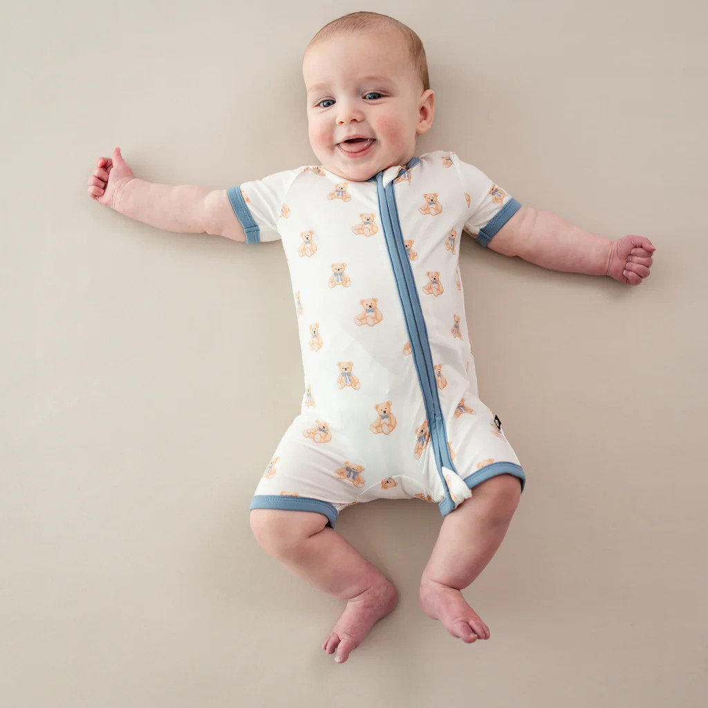 Zippered Shortall Romper in Teddy Bear | Kyte Baby