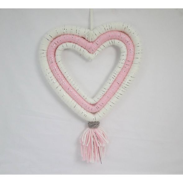 Wrapped Yarn Heart Valentine's Day Hanging Sign White/Pink - Spritz™ | Target