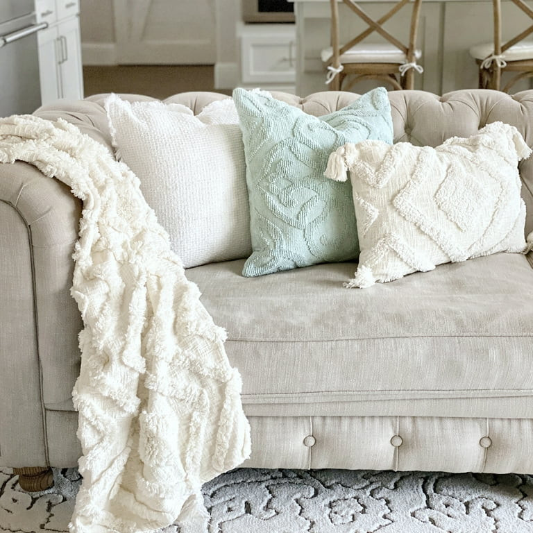 My Texas House Cameron Tufted Diamond Cotton Throw, Easy Wash, 50 x 60, Coconut Milk | Walmart (US)