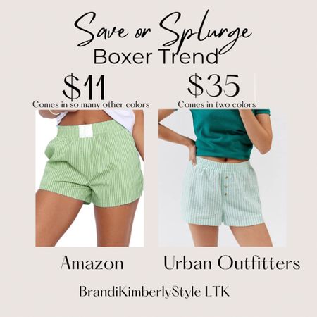 It’s Save or Splurge! Women’s boxer shorts trend is everywhere reminds me of the 90s 💕 I love these from Urban Outfitters but you can save on these from Amazon BrandiKimberlyStyle, trendy, summer fashion, it’s gonna get hot 🥵 

#LTKstyletip #LTKFestival #LTKSeasonal