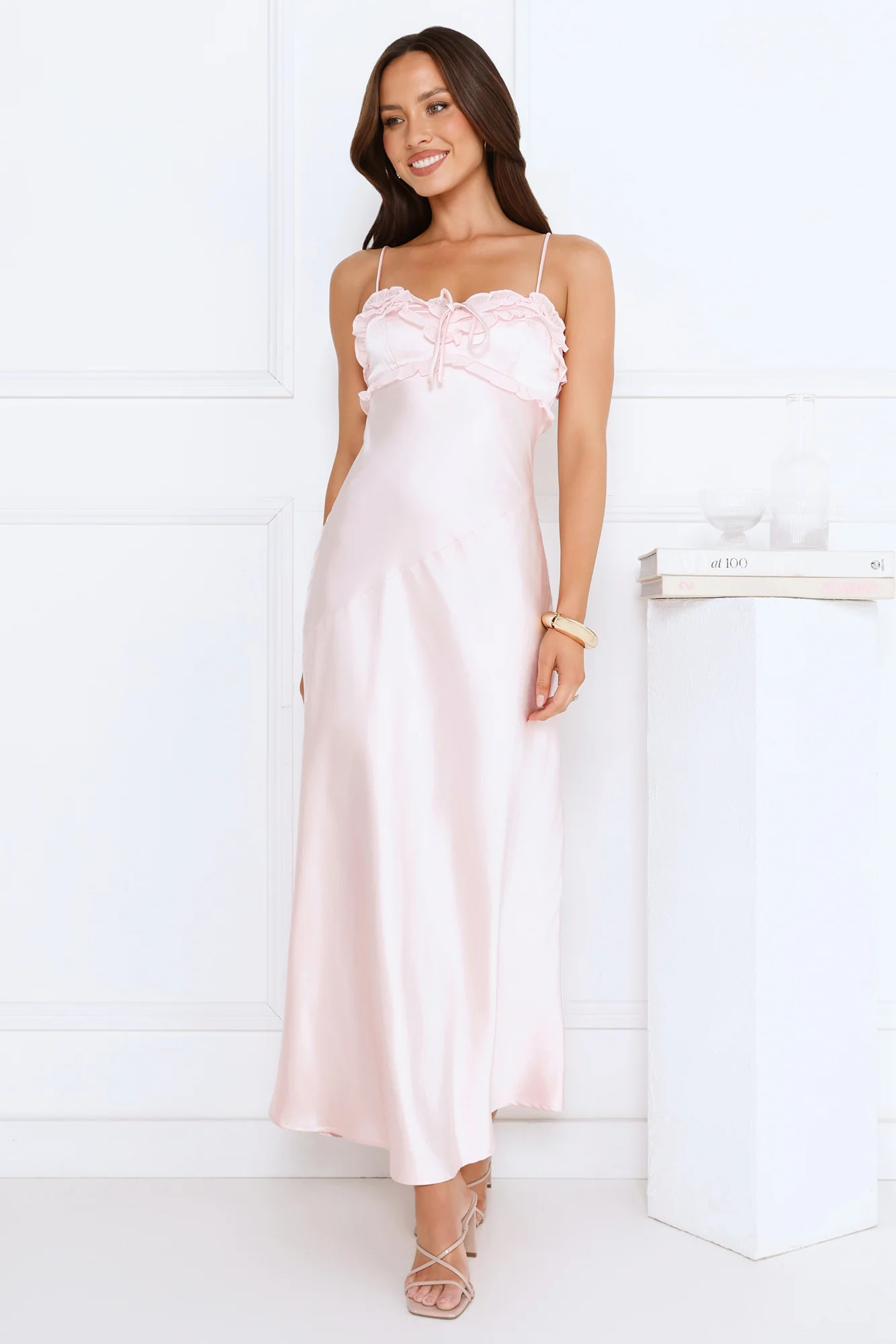 Dreamscape Luxe Satin Maxi Dress Pink | Hello Molly (US)