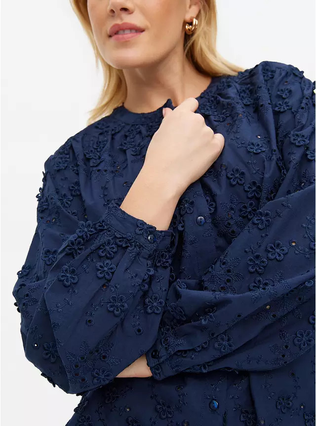 Navy Floral Embroidered Blouse 18 | Tu Clothing