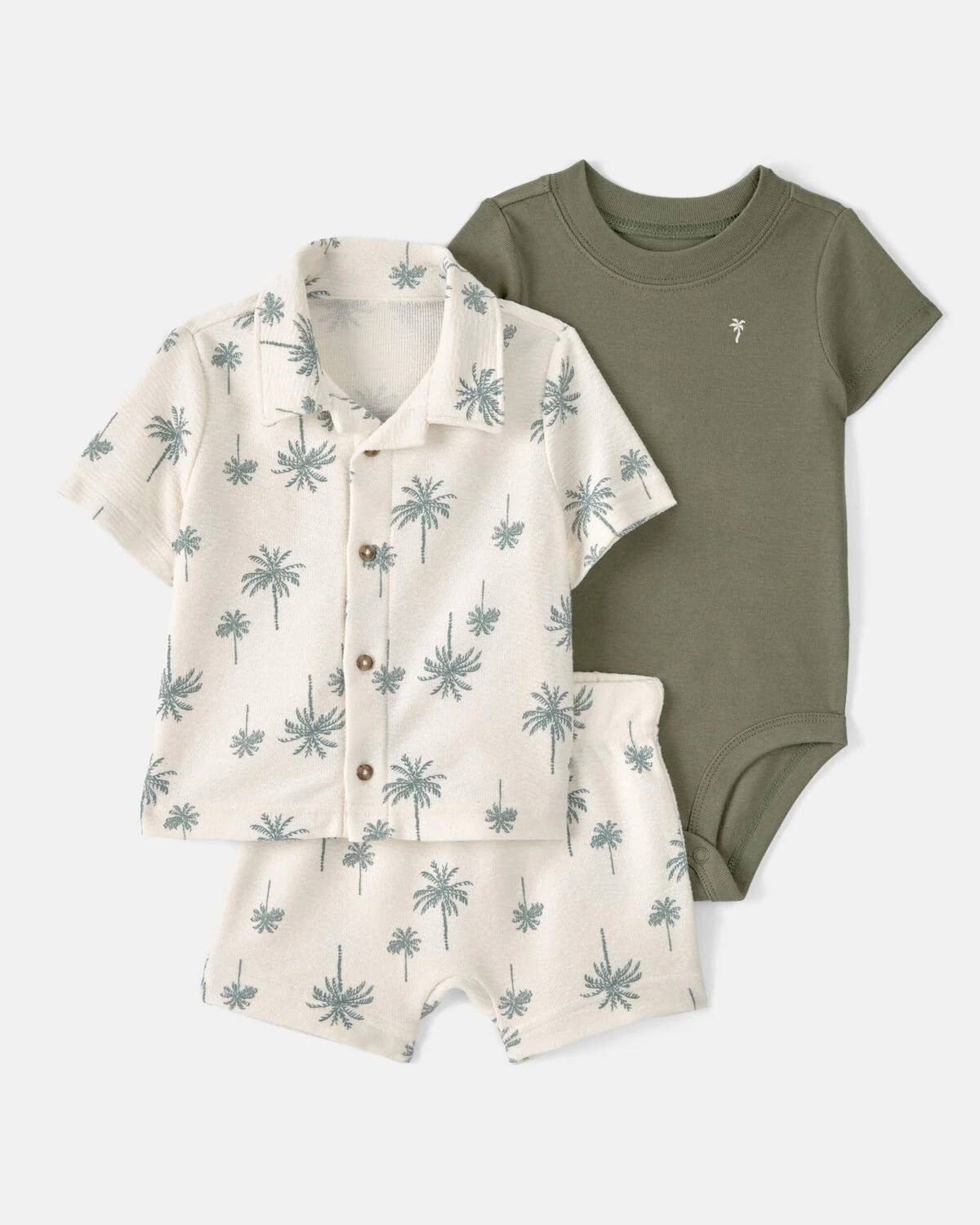 Baby Boy 3-Piece Palm Tree Outfit Set - White/Green | Carter's Inc