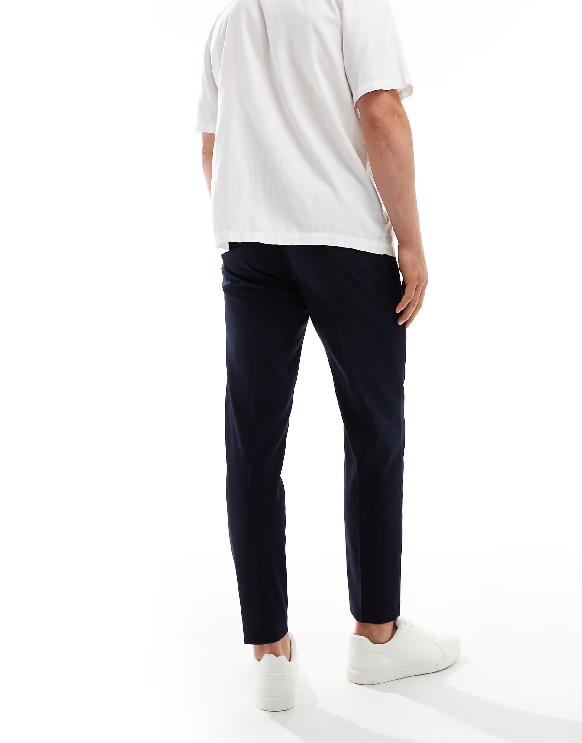 ASOS DESIGN tapered smart trousers in navy | ASOS (Global)