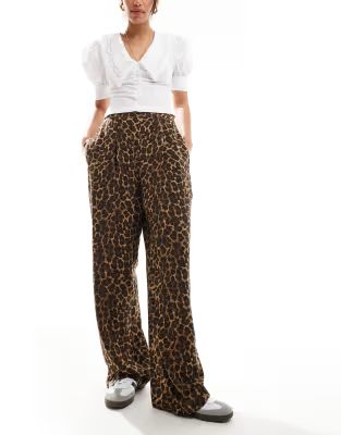 ASOS DESIGN relaxed pull on trousers in animal print | ASOS (Global)