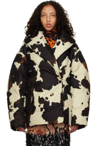 Dries Van Noten - Off-White Cow Print Down Jacket | SSENSE