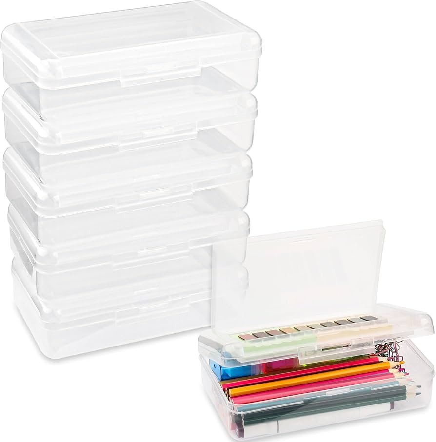 Pencil Box, Large Capacity Pencil Boxes 2 Compartments, Hard Pencil Case with Snap-tight Lid, Pla... | Amazon (US)