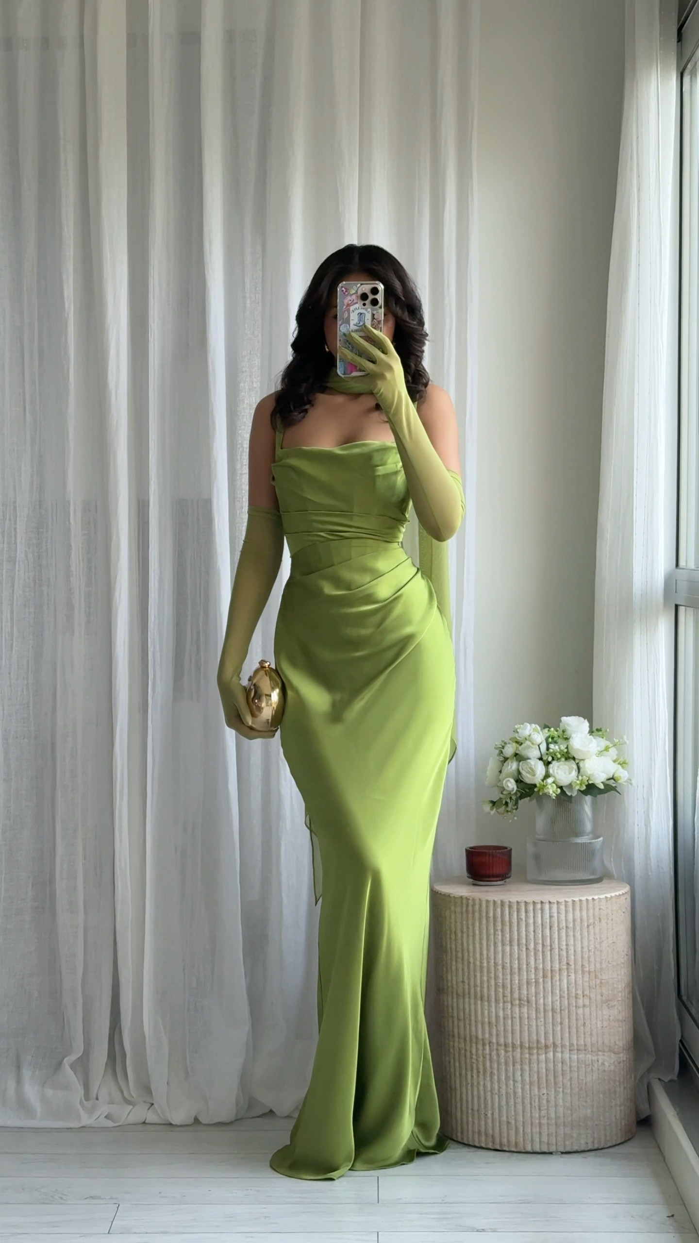 babyboo green dress Green Jacquard Satin Homecoming Dress Spaghetti Strap Graduation Dress hc337 Green / US8 main image 0