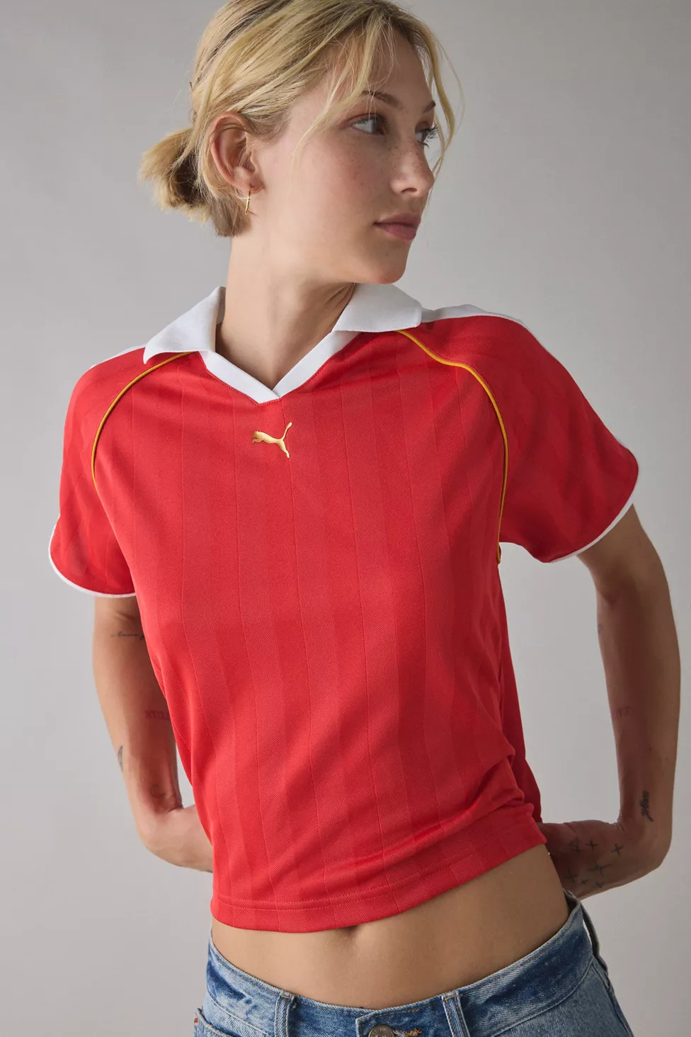 Puma T7 Cropped Football Jersey Tee | Urban Outfitters (US and RoW)