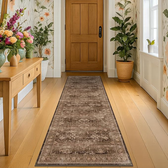 Brown Boho Washable 2x6 Runner Rugs for Hallway Kitchen Bedroom Beside Laundry Room Bathroom Rug,... | Amazon (US)